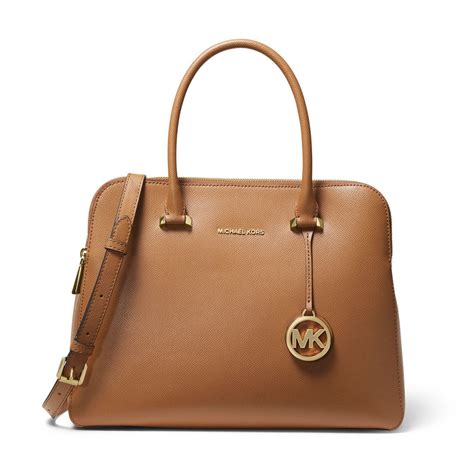 michael kors houston medium logo satchel|Michael Kors opened satchel purse.